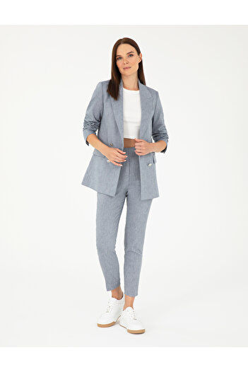 Pierre Cardin Indigo Linen Blend Fabric Trousers 50282103-VR028