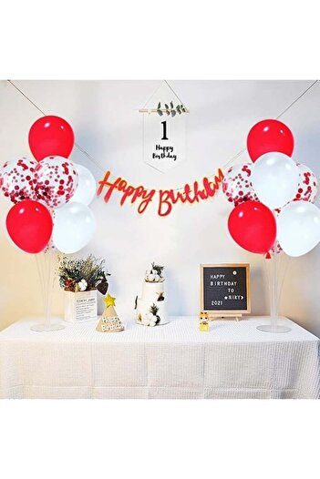 Partioutlet Kırmızı Beyaz Konfetili Balon