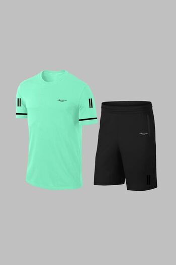 POSEIDON STORM Men's Dri-Fit Water Green over Size T-Shirt and Shorts Set - Pocket, Short Sleeve