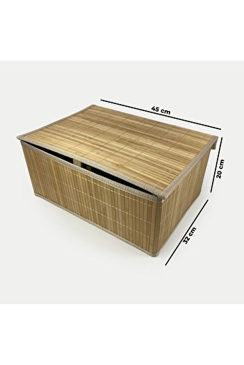 sever ithalat Minimalist Design - Natural Bamboo Square Storage Basket, Fashionable and Convenient with Braided Edges