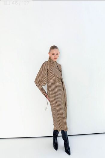 KAMEYA Stand Collar Balloon Sleeve Dress