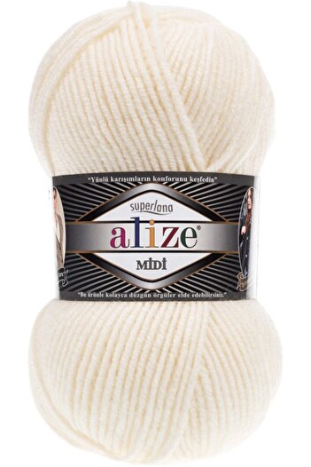 Alize Süperlana Midi Cream 62 πλεκτό γιλέκο και ζακέτα - πουλόβερ με νήματα