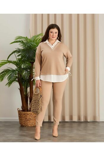 Te&Te Shirt Collar Plus Size Women's Blouse