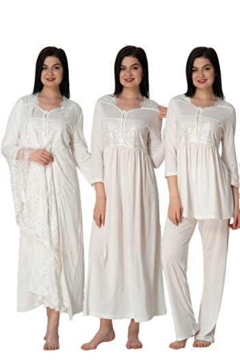 Effort Pijama Effortt Ecru Special Design Maternity Pregnant Set of 4 3014
