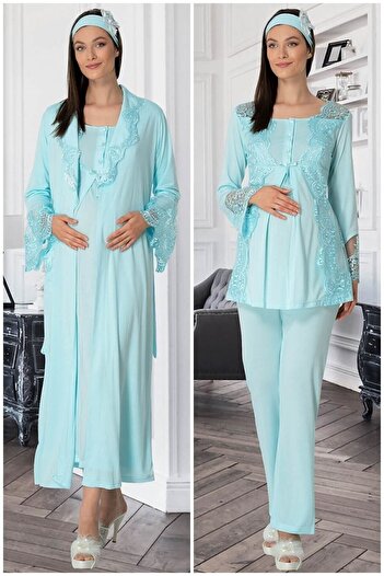 ByLohusa Mecit Maternity Dressing Gown Nightgown Pajama Set 5355