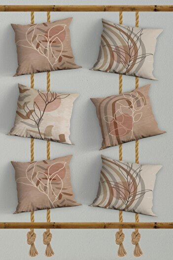 Belle Benoit 6-Piece Modern Design Double Sided Printed, Decorative, Sofa Pillowcase, Throw Pillow Cover Set