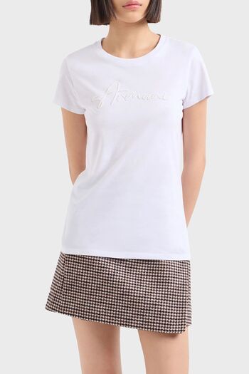 Armani Exchange Tricou slim din bumbac cu gât rotund - T SHIRT 6DYT51 YJG3Z 1000
