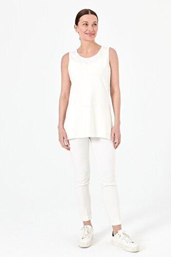 Desen Triko Women's Strappy Combed Cotton T-shirt Bone