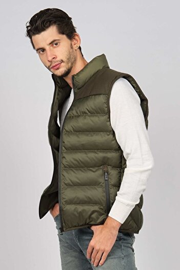 Desen Triko Men's Quilted Puffer Vest 02421493 Khaki