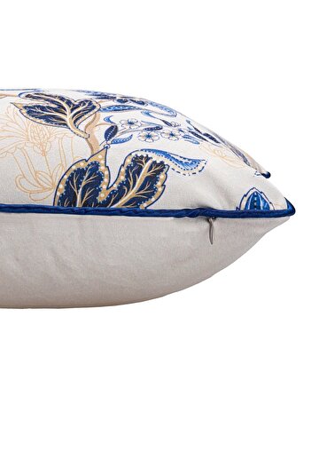 ÖZENEV Luxury Velvet 43x43 Cm Throw Pillow Cover Decorative Soft Living Room Armchair with Avant-Garde Piping White