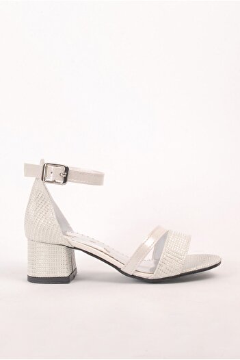 Rıdvan Çelik Girl - Pearl Ankle Buckle Heeled Evening Dress Shoes