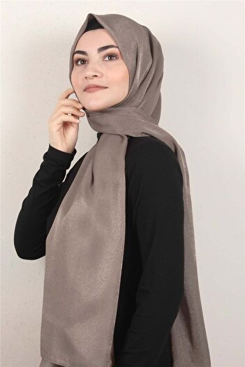 PİRAMİT Milky Brown Colored Amber Glitter Shawl - 4000-55