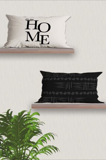 Belle Benoit Rectangular Pillowcase Set - Poloksi Black Beige Design 2-Piece Double Sided Printed 30X50