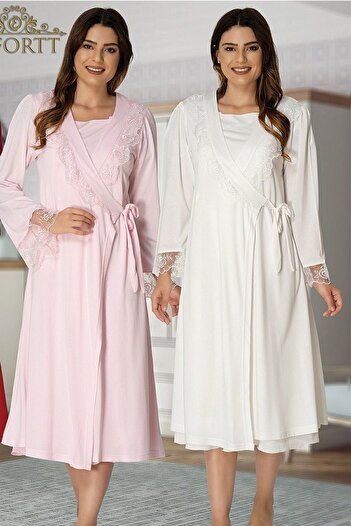Effort Pijama Hamile Effort Bayan Sabahlık Ekru