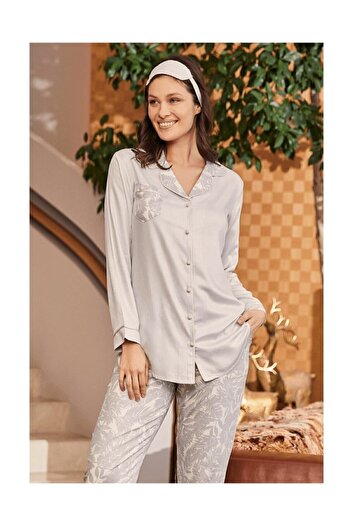Mecit Pijama Mecit Striped Floral Maternity Pajama Set