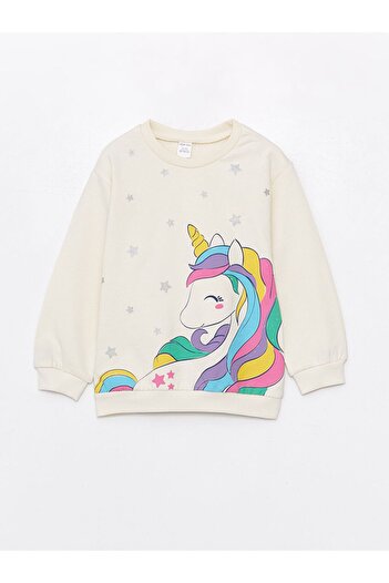 LC Waikiki Bisiklet Yaka Uzun Kollu Kız Bebek Sweatshirt ve Eşofman Alt 2'li Takım