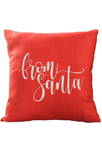 ÖZENEV 43X43 New Year Throw Pillow Cover Red White Happy New Year Santa Claus Written from Santa