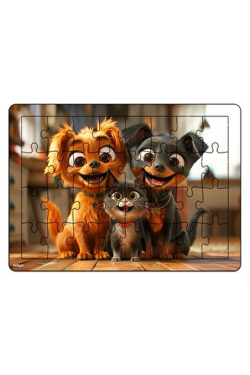 kutuTR Çocuklar Için Eğitici Ve Öğretici Ahşap 32 Parça Renkli Puzzle 3lü Set 322