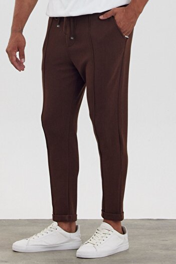 MADZEYMODA New Season Ανδρικό γρασίδι με λεπτομέρειες BoyFriend Mold Διπλό Καφέ Παντελόνι Mz22022