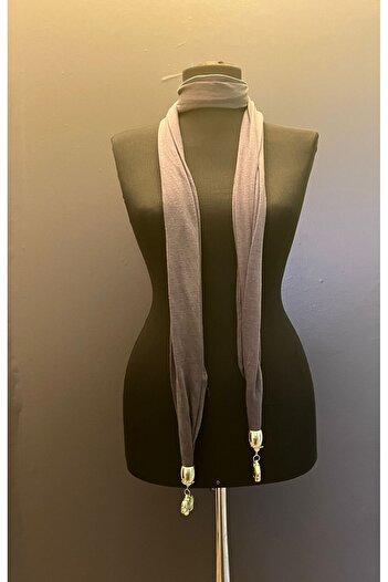 Gönülden Tasarım Smoke Colored Women's Scarf - Elephant Toe, 180 cm Length