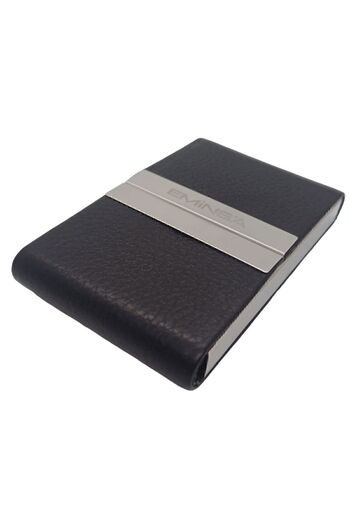 Eminsa Genuine Leather Men's Women's Card Holder with Magnet Cover