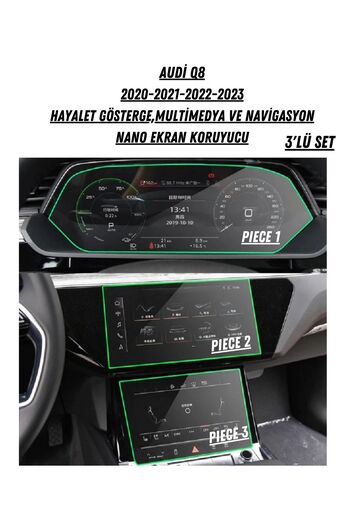 UniqAnatolia Audi Q8 2020-2023 Ghost Instrument and Multimedia Dual Screen Compatible Nano Screen Protector