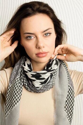 Modex Polo Craft Cotton Houndstooth Patterned Colorful Scarf Scarf (Size: 100X100)