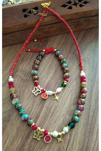 azra takı tasarım Handmade Authentic Women's Necklace and Bracelet Suit