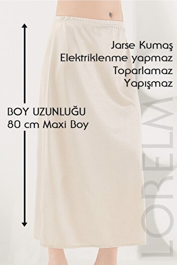 Lorelm Tam Uzun Boy Etek Astarı Ten Rengi Maxi Jüpon