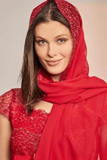 ByLohusa Mecit Red Maternity Postpartum Chiffon Shawl