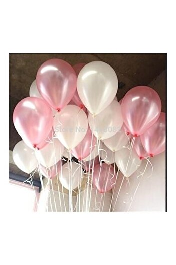 HKNYS Balloon House 50 Pieces Metalic Pearlescent Flying Balloons (pink - white)