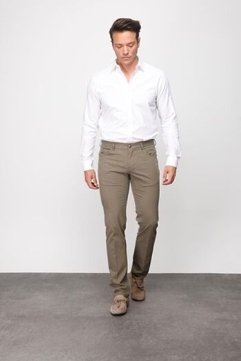 Desen Triko Men's Elastic Waist 5-Pocket Cotton Trousers Khaki
