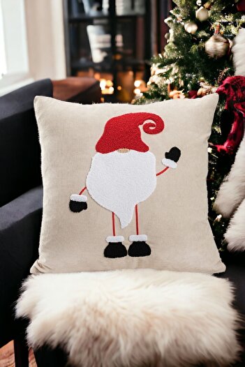 ÖZENEV Christmas Garland Cover - Beige Punch Pattern - 43X43