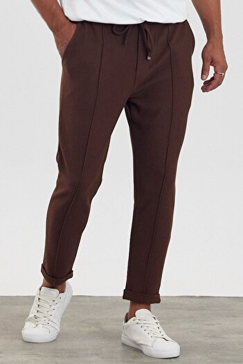 MADZEYMODA New Season Ανδρικό γρασίδι με λεπτομέρειες BoyFriend Mold Διπλό Καφέ Παντελόνι Mz22022