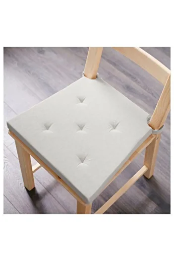 IKEA Ecru Color Chair Cushion 35/42X40X4 cm Velcro Tape, Cotton