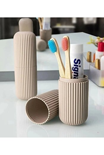 Lova Bej Renk Smart Saklama Kabı Diş Fırçalık Seyehat Çok Amaçlı Organizer