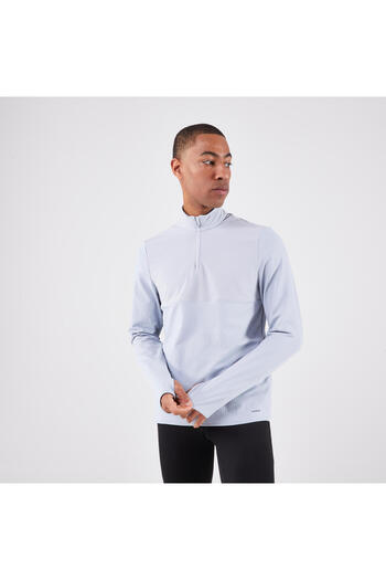 Decathlon Kiprun Men's Long Sleeve Running T-Shirt - Gray - Kiprun Run 500 Warm