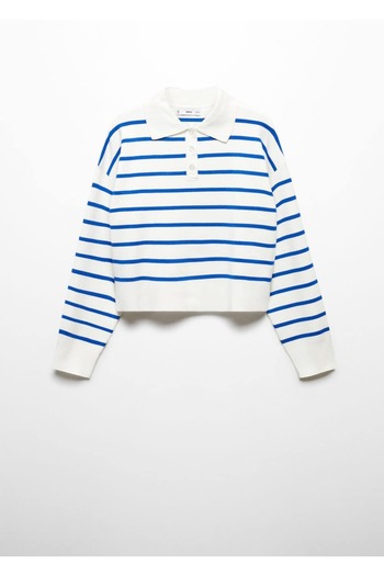 MANGO Woman Pulover cu guler polo cu dungi