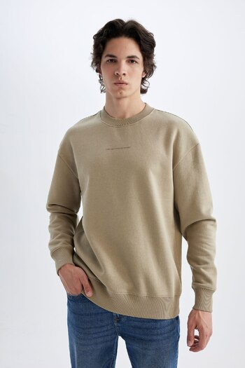 DeFacto Boxy Fit Bisiklet Yaka Baskılı Sweatshirt X8282az24au