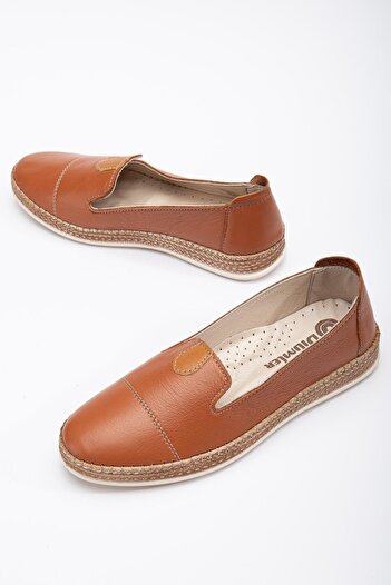 Dilimler Ayakkabı Genuine Leather Orthopedic Saddled Tan Large Size Women's Shoes Daily