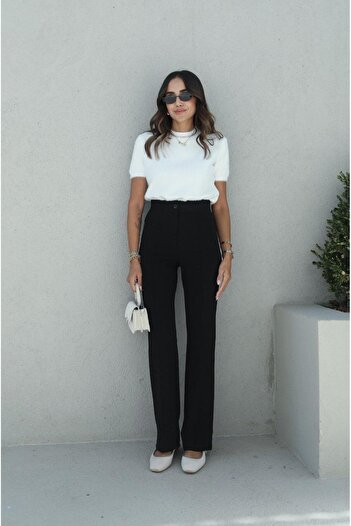 Havoş Black Piping Palazzo Trousers