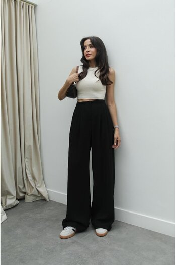 Havoş Black Grazia Pleated Trousers