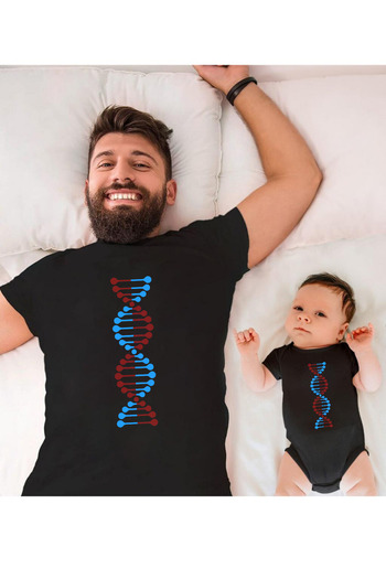 Tshirthane Βουργουνδία Μπλε DNA Πατέρας Γιος Κορίτσι - Τιμή Μονού Είδους, Προσθήκη σε 2 Καλάθι
