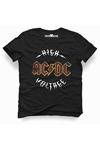 Tshirthane Ανδρικό μπλουζάκι με στάμπα υψηλής τάσης Acdc