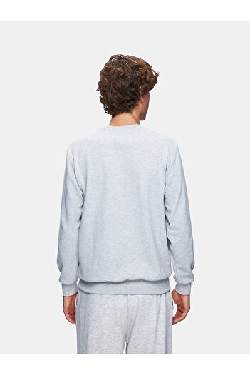 Ltb Sıfır Yaka Uzun Kollu Gri Sweatshırt