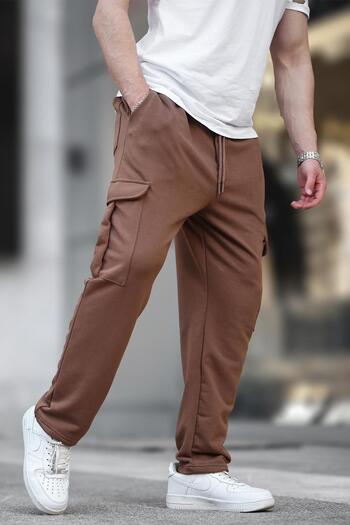 Madmext Basic Brown Sweatpants - Ρυθμιζόμενη μέση και τσέπη Cargo 6552