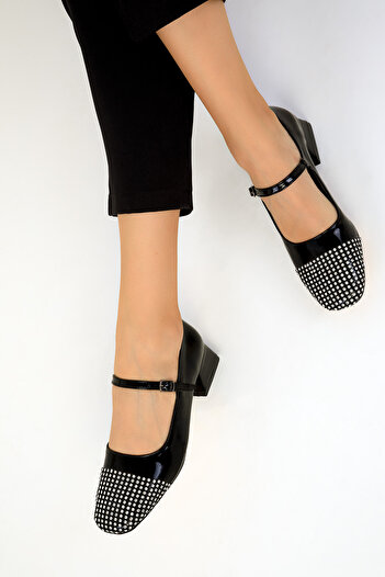 SOHO Patent Leather Black Women's Classic Heeled Shoes - 19570