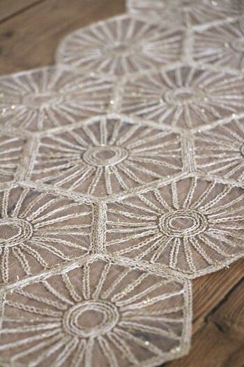 DDHOME 2004-Altigen Glitter Lace Fiskos Table Runner - Knitted Detail, 100X35 cm