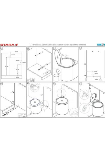 STARAX Kopya - Paslanmaz Krom Çelik 10 Litre Dolap Içi Çöp Kovası S 2251 Ss