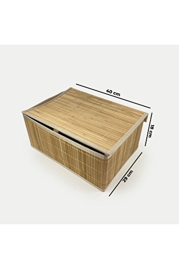 sever ithalat Minimalist Design - Natural Bamboo Square Storage Basket, Fashionable and Convenient with Braided Edges